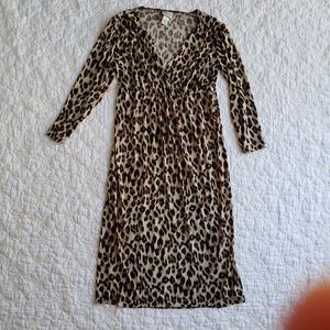 Chico's Leopard Print Empire Waist Midi Dress